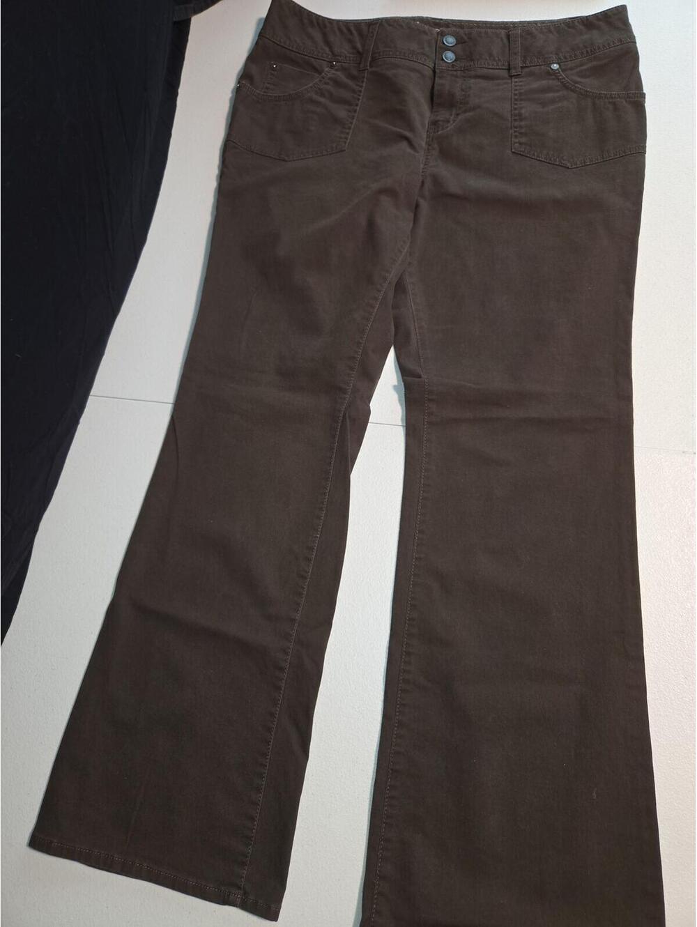 Brown Women's Cotton Pants with Flared Legs